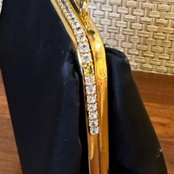 🌟HP🌟VTG 1950s-60s H&L (Harry Levine) Black Satin & Rhinestone Evening Bag Set - Picture 15 of 16